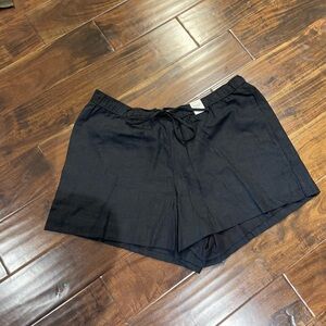 Abercrombie & Fitch Black Drawstring Linen Shorts